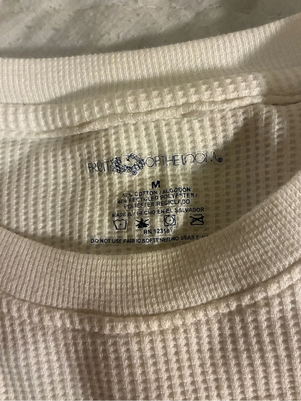 Fruit of the Loom Women's Cream Ribbed Crewneck Sweater